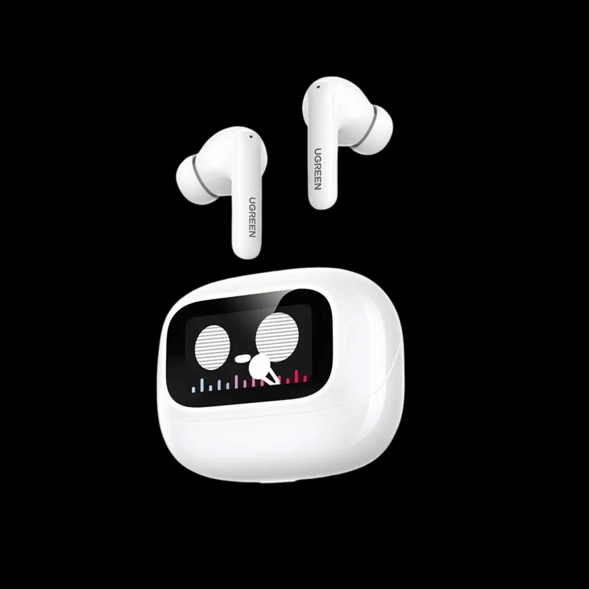 Bluetooth headphones UGREEN EchoBuds Magic wireless headphones with active noise cancellation, smart display White (WS211)