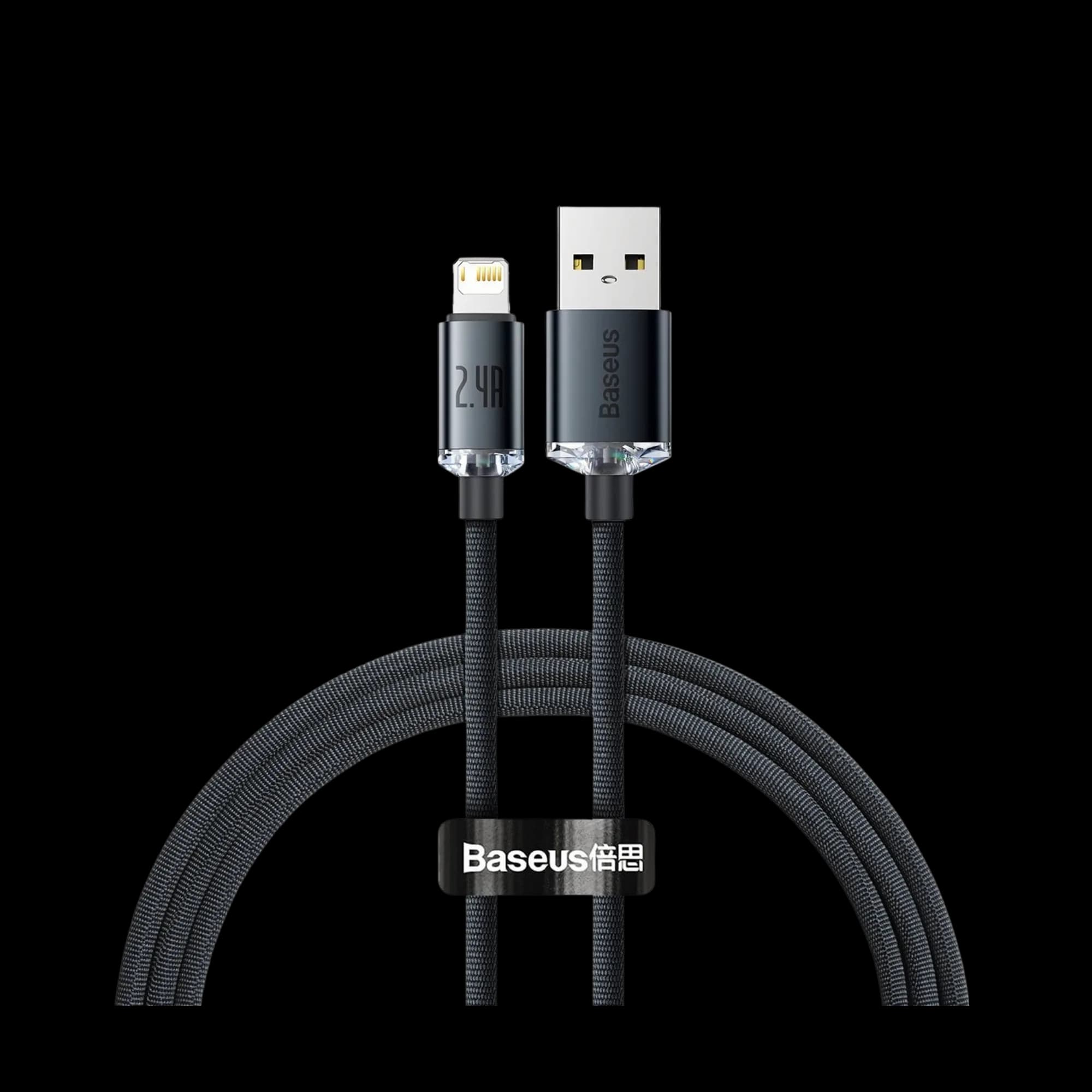 Cable USB-A to Lightning Baseus Crystal Shine Series 2.4A 1.2m Gray (CAJY000001)