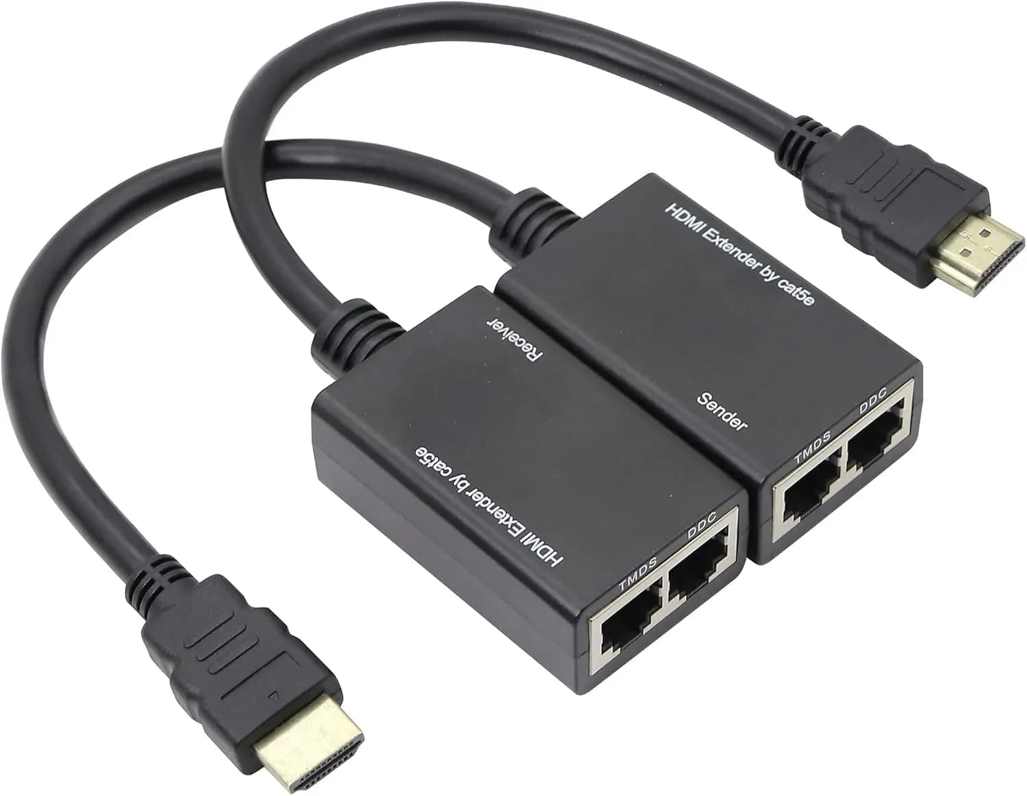 HDMI Extender 30M via CAT5e/CAT6 Cable.
Video signal extender designed to transmit HDMI audio and video
up to 30 meters using CAT5e or CAT6 network