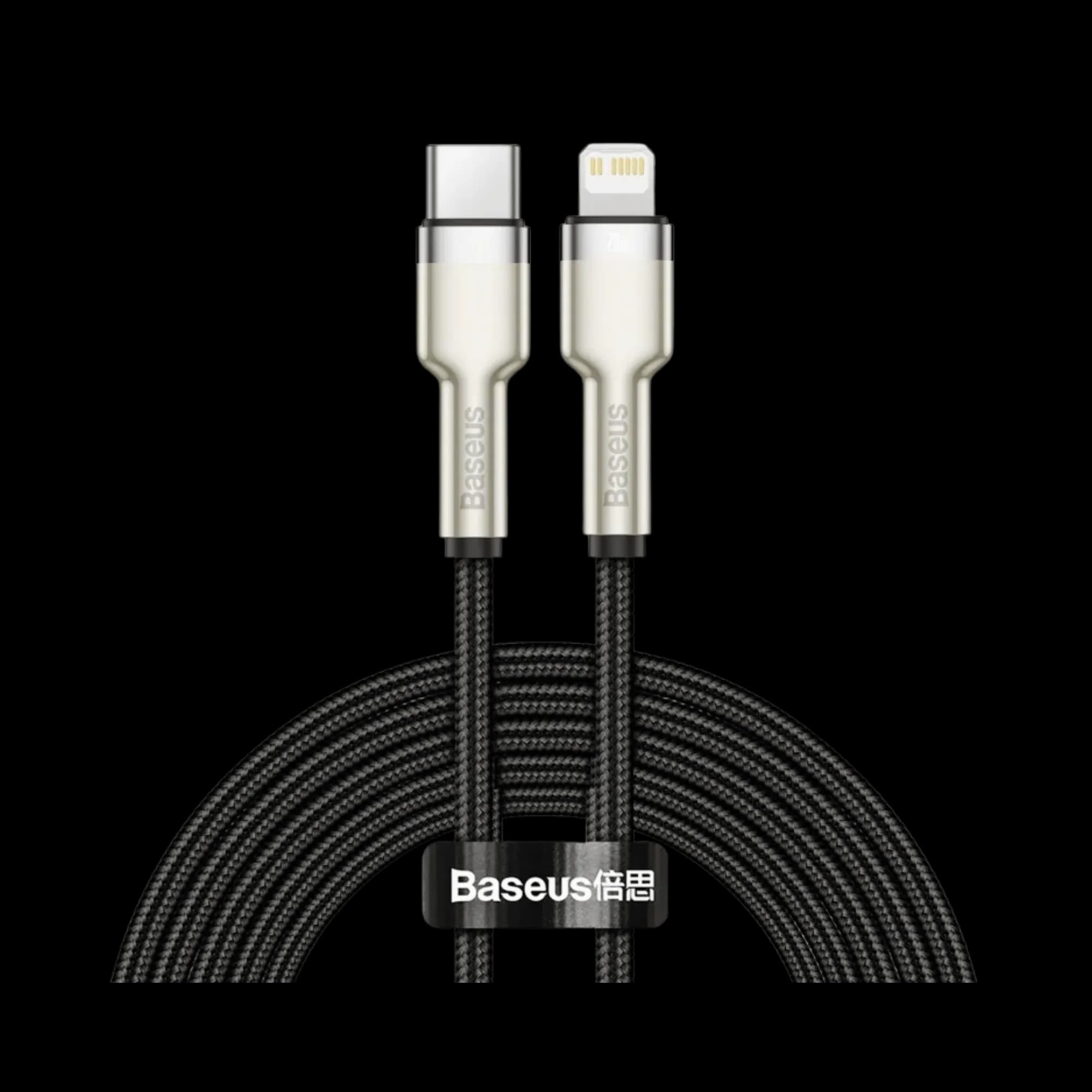 Baseus USB-C to Lightning Cable – Zinc alloy connector, 2m, fast charging, durable.
