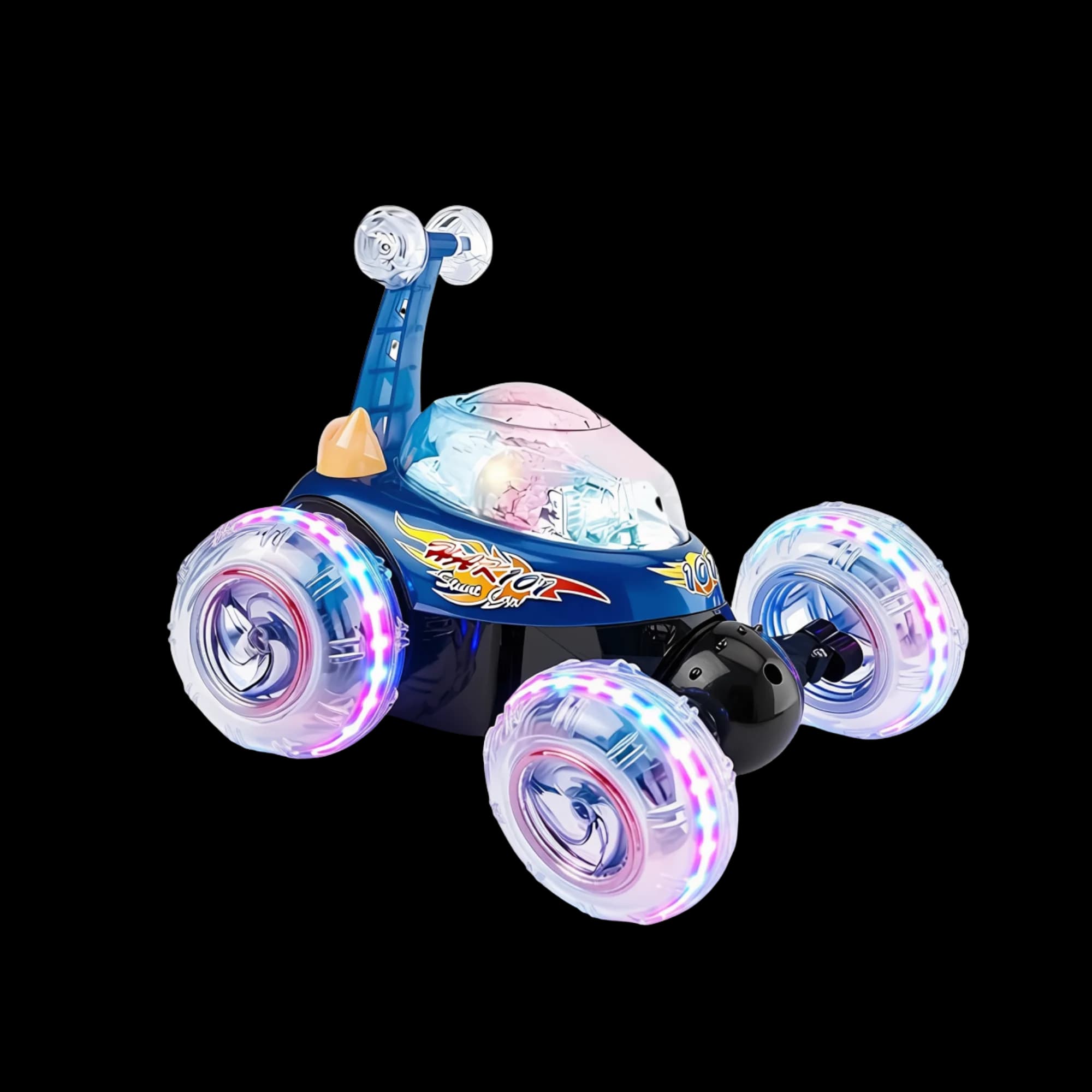 Super Stunt Remote Control Toy – 360° spins, flips, rechargeable, LED lights.