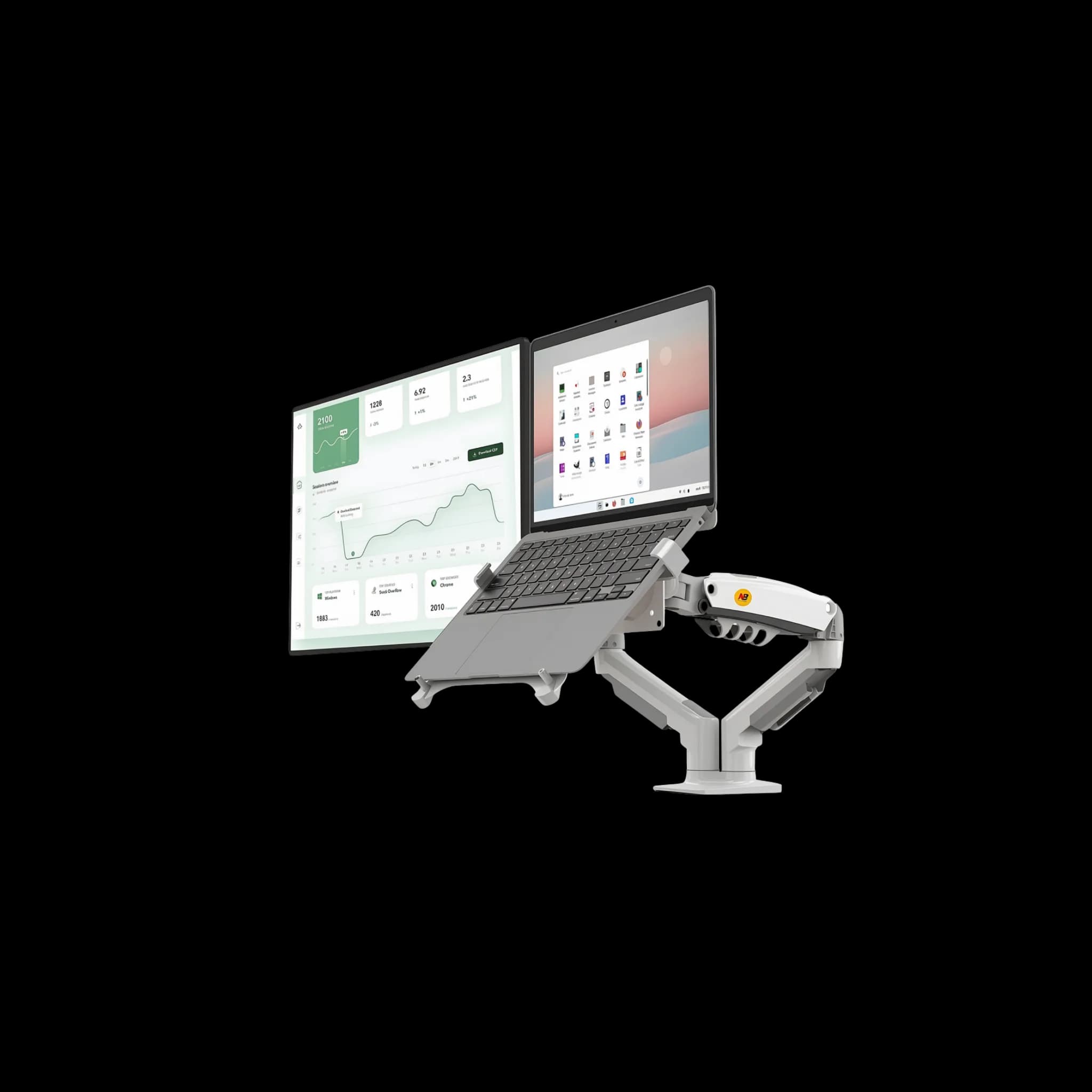 NB North Bayou F160 Dual Monitor Arm – Gas Spring Desk Mount for Dual 17–27 Inch Monitors, Full Motion VESA Monitor Stand (Black)