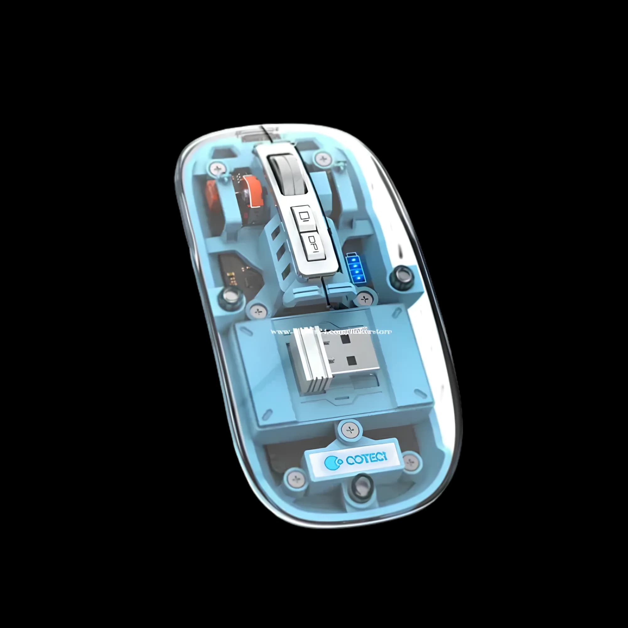 Cotec 84015 Crystal Mouse 2 – Optical, USB wired, 3-button, cyan.