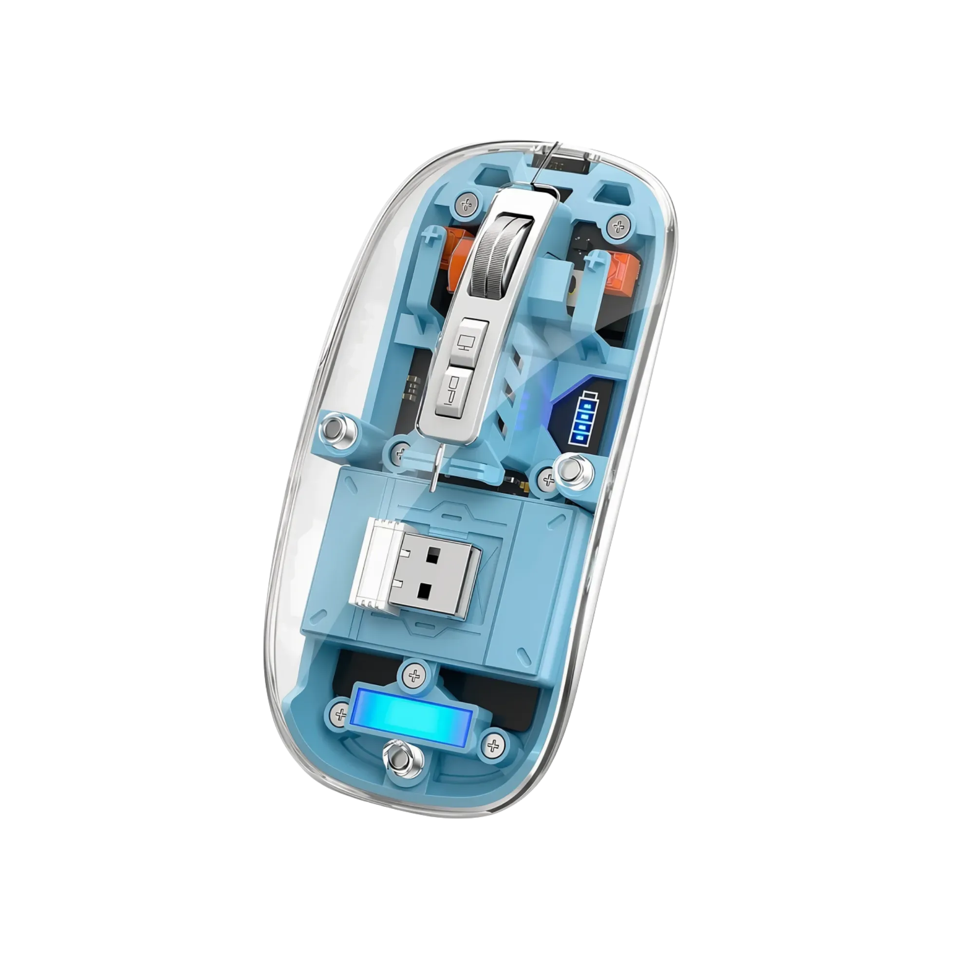 MOUSE COTECI MAGIC CRISTAL 2I BLUE BLUETOOTH 3.0/5.0+2.4