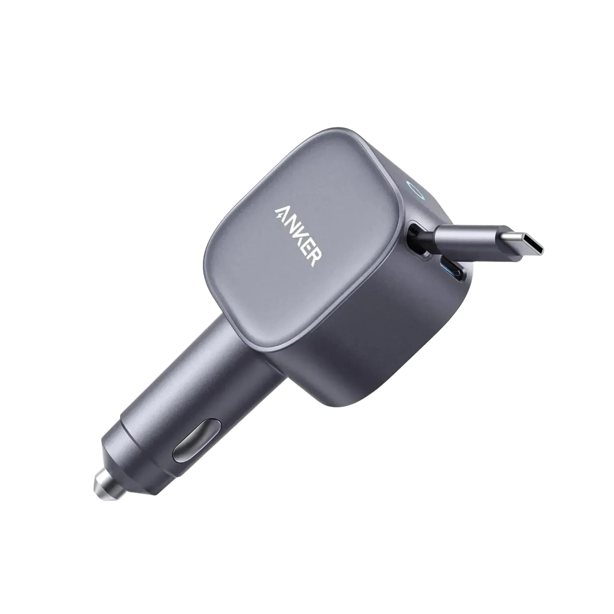 Anker A2738 Fast Car Charger Nano – 75W total output, ultra-compact design, USB-C and USB-A ports, fast charging.