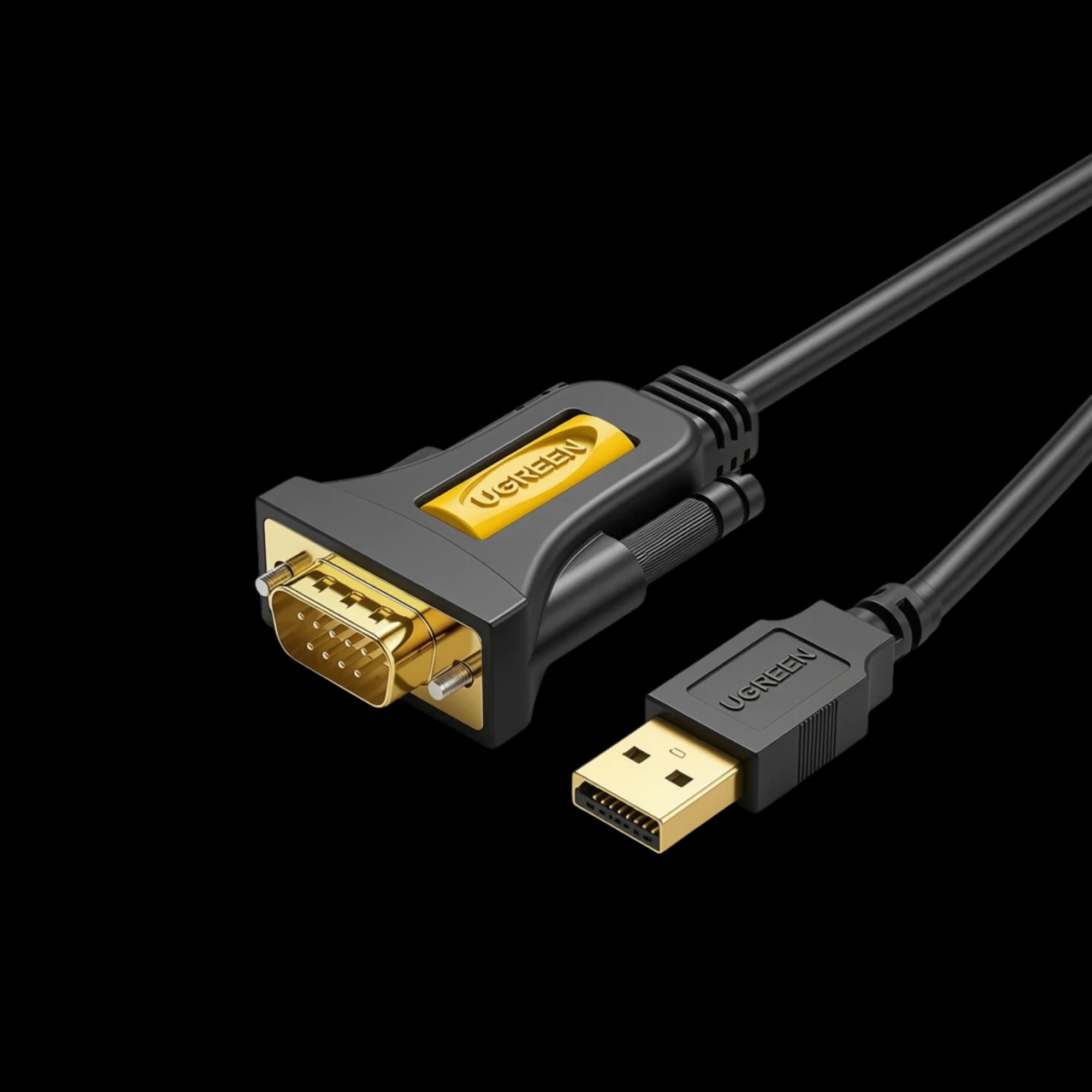 Ugreen CR104 USB-A to DB9 Serial Cable with PL2303 Chipset, Adapter Windows 11, 10, 8.1, 8, 7, XP, Vista, Mac OS, Linux 1m Black (20210)