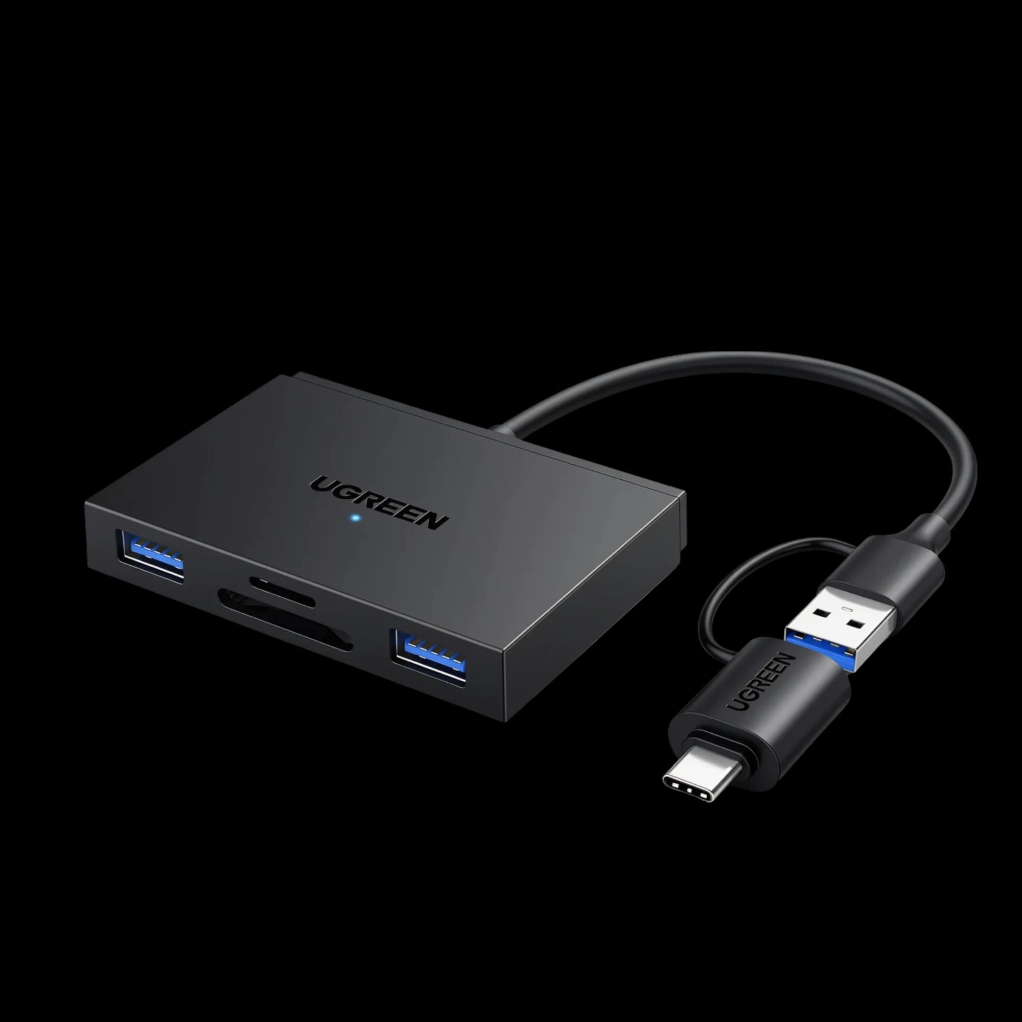 UGREEN USB SD Card Reader 4 in 1 USB A USB C OTG Adapter with SD TF Card Connectors Black (CM812)