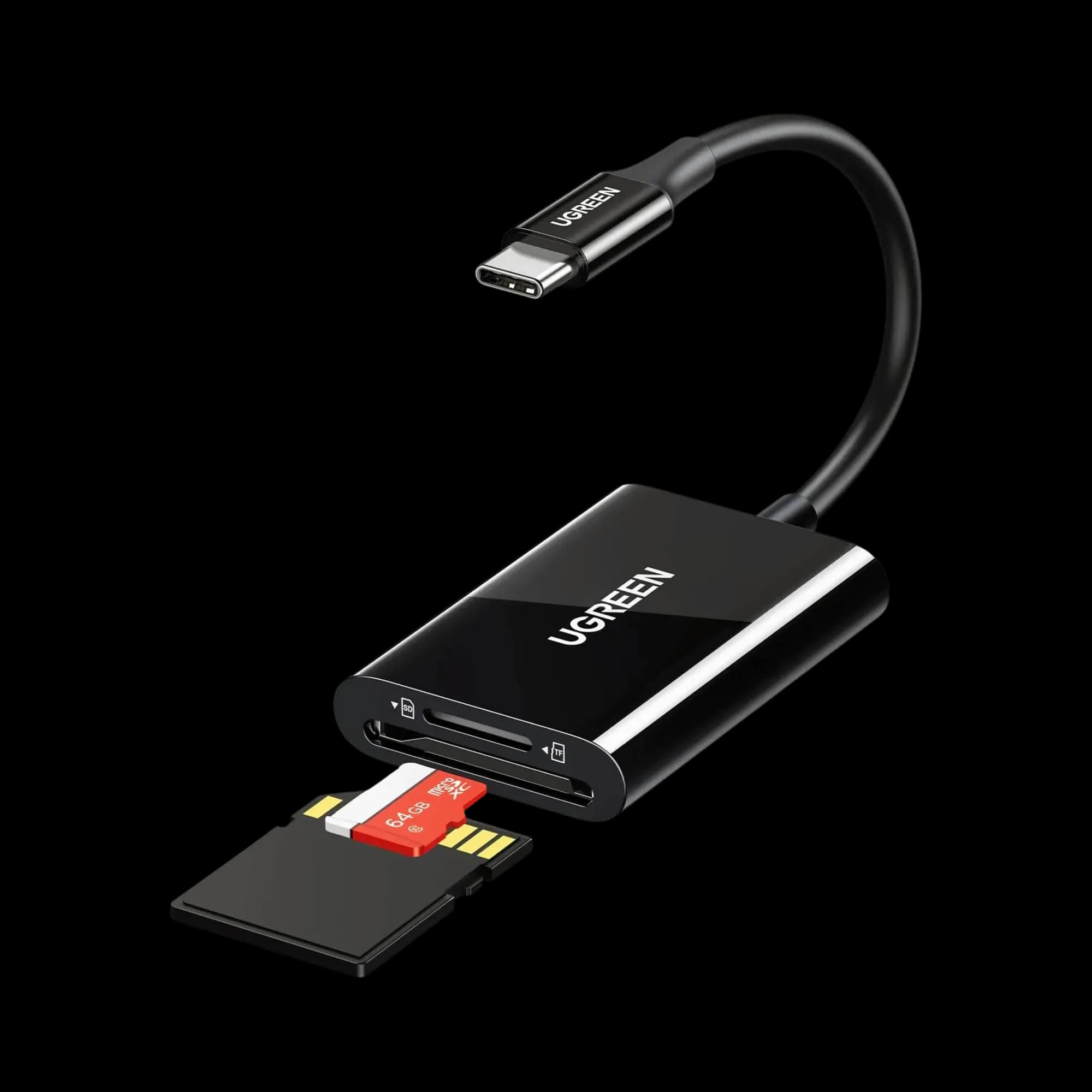Card reader 2 in 1 UGREEN CM265 USB-C Card Reader SD3.0, TF 2TB 170MB/s for iPhone 15 Pro Max iPad Pro MacBook Pro/Air Samsung Galaxy Android 15cm Whi